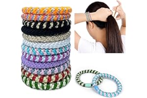 REEKNOKOL 12 Pcs Hair Ties, Mixed Color Ponytail Holders Elastics Hair Ties No Damage Hair Tie Bracelets Stretch Hair Bobbles for Women Girls Thin/Thick/Medium/Long Hair