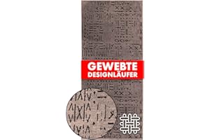 KARAT Tappeto passatoia di alta qualità, tessuto con motivo, 80 x 300 cm, marrone, morbido tappeto in cotone, per cucina, corridoio e soggiorno, tappeto da cucina per corridoio (Vena)