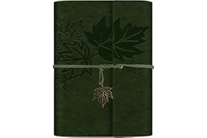 Qefuna PU skórzany notatnik A5, vintage segregator A5 do wielokrotnego napełniania, pamiętnik podróżny, szkicownik z segregatorem (zielony)