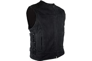 MDM Skórzana kamizelka motocyklowa w kolorze matowej czerni