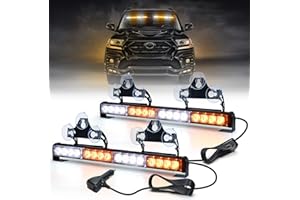 DINFU 2pcs 16,8 inch Luz LED estroboscópica Luz de Advertencia Intermitente naranja + baliza blanca, luces de advertencia de seguridadpara Camión Techo Superior,26 Modelo Flash