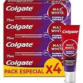 Colgate Max White Purple Reveal Toothpaste 4x75ml | Corrects Yellow Tones Instantly