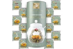 ‎TEABLOOM Teabloom Teeblumen Sortiment – 12 Sorten Blumentee in Eleganter Geschenk Teebox – 36 Aufgüsse (Jasmin)
