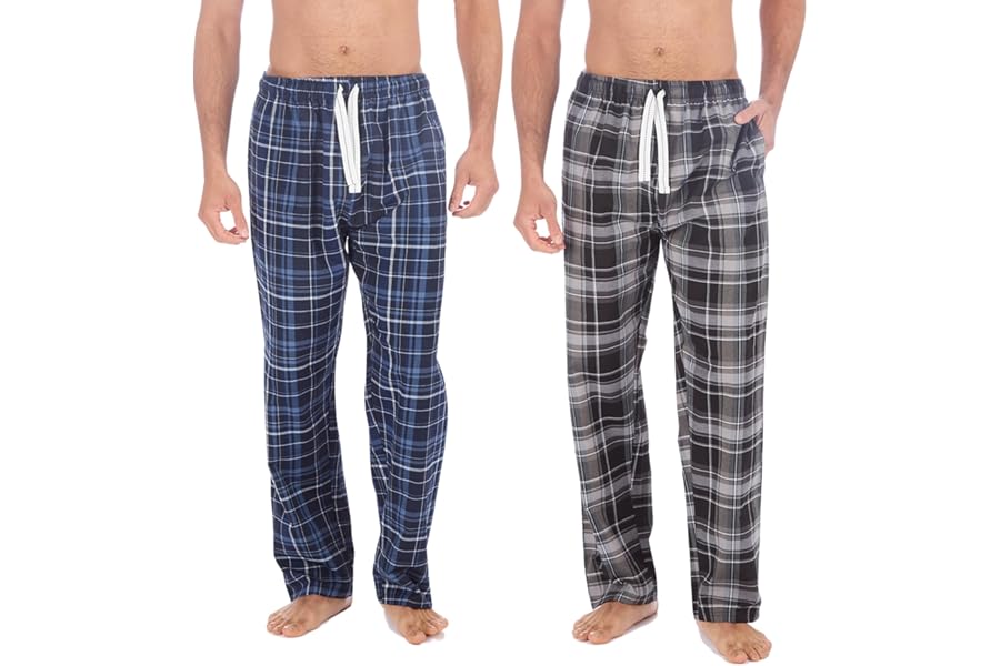 INSIGNIA Mens Woven Pyjamas Lounge Pants Bottoms Check (2 PACK)