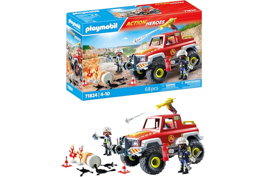 Playmobil | Action Heroes | Fire Truck | Fire Engine | Toy Car | Toys for Children aged 4+ | 71824