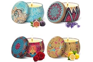 TTRWIN 4er Duftkerzen Geschenkset, 500g Aromatherapie Kerzen aus natürlichem Sojawachs mit ätherischen Ölen, 120 Stunden Brenndauer, Entspannungsgeschenk für Frauen Muttertag, Weihnachten, Geburtstag