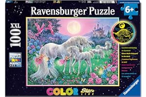 Ravensburger Kinderpuzzle - 13670 Einhörner im Mondschein - Einhorn-Leuchtpuzzle für Kinder ab 6 Jahren, mit 100 Teilen im XXL-Format, Leuchtet im Dunkeln