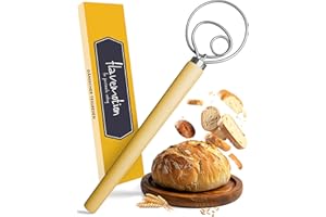 ‎FLAVEMOTION Flavemotion Dänischer Schneebesen für perfekten Teig im Handumdrehen - Hochwertiger Teigbesen als Brot backen Zubehör - Teigrührer, Teigkneter, Teigmischer, Danish Whisk als Brotbackzubehör