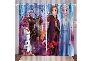 HNSRYLQX Frozen ELSA Verdunkelungsvorhang Wasserdichter Stoff Gardinen Für Kinderzimmer, 3D-Digitaldruck 100% Polyester, Anime Frozen Aisha and Anna Vorhänge (13,183 x 160 cm)