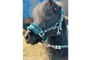 Equipride Horse Print Faux Lined Nylon Headcollars with Matching Lead Rope Green (Pony)