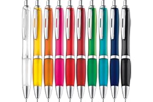 ZENSCRIBE® Ergonomischer Kugelschreiber Set 10 Stück, Premium Hochwertig, Rutschfester Kulli für Einfaches & Weiches Schreiben, Blauschreibend Bunt