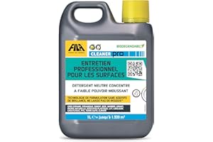 FILA Surface Care Solutions, CLEANER PRO, Détergent Professionnel Concentré pour Sols avec un pH Neutre, Jusqu'à 40 Lavages, 1L