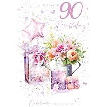 Sottobicchiere Per Tazza 'Happy 90th Birthday' Rosa – In MDF Lucido, 9x9 Cm, Regalo Per 90° Compleanno - 2