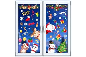 WOTHFAV Vetrofanie Natalizie, 83 Pezzi Adesivi Natalizi per Finestre, Vetrofanie Natale, Pupazzo di Neve Babbo Natale, Decorazioni Natalizie, Adesivi Natalizi per Vetrine, Decorazioni Natalizie per la Casa