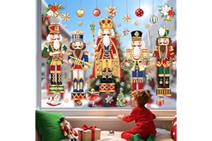 decalmile Autocollants Fenêtre Soldat Casse-Noisettes Anti-Collision Stickers Flocons de Neige Arbre de Noël Stickers Vitre Anti-Adhésifs Fenêtre Réutilisable Electrostatique Hiver Vitre Decoration