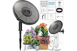 TRJZWA Sistema de Riego Solar para Jardín,2024 Nuevo Kit Riego por Goteo con Monitoreo del Nivel del Agua,Riego por Goteo Automatico con 15 Micro Cabezales de Goteo para Vacacione/Terrazas de Balcones