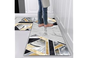 Hoimlm Kitchen Rug Set 2 Piece Non Slip and Anti Fatigue Kitchen Mat, Washable Mats and Rugs for kitchen,Hallway Runner Set, Dining Room, Entryway and Home Decoration Office