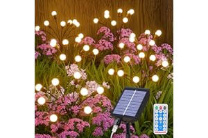 ‎TAIKOUL 4 Stück Firefly Solarlicht, 32 LED Solar Glühwürmchen Leuchte, USB Wiederaufladbar und IP65 Wasserdicht Solarlampen für Außen Garten mit Fernbedienung, 8 Lichtmodis 4 Helligkeitsstufen, 1200 mAh Akku