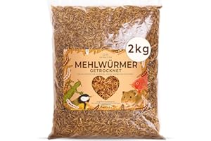AVIDA · ZEN Mehlwürmer getrocknet, 2kg (entspricht 13 Litern) getrocknete Mehlwürmer, proteinreicher Snack für Wildvögel, Fische, Reptilien und Nager
