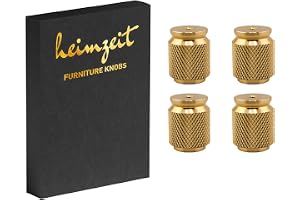 heimzeit Möbelknoppar Core 4 Stycken av Högkvalitativ Aluminium Guld | Skåpknoppar Rund för Dörrar, Lådor och Byråer, Stilren Design, med ett hål Handtag och Skruvar