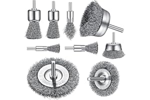 ROYOUZI Spazzola Metallica Per Trapano, Filo Di Acciaio Ondulato, 9 Pezzi, Set Di Spazzole Per Ruote E Tazze, Set Di Spazzole Per La Rimozione Di Ruggine, Corrosione, Colore