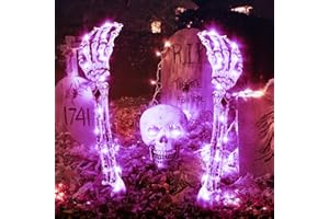 CHAOHUA Halloween Deko Outdoor Skeleton Stakes, Halloween Horror Deko LED Die Leuchtend Skelett HäNde SchäDel Geeignet zum Deko von Gartenterrassen für eine Horror Atmosphäre