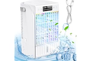 FIAHNG Ventilateur Climatiseur Silencieux Portable Climatiseur Mini Refroidisseur D'air,1500ML Climatiseur Mobile Usb 4 Vitesses De Vent,Ventilateur De Climatiseur Portable Convient Pour Les Chambres