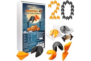 D&D Fun Cookies Mix di biscotti della fortuna neri e arancioni, 20 pezzi | Ottimo regalo per gli ospiti | Biscotti della fortuna per feste | Confezione individuale | Biscotti della fortuna cinesi