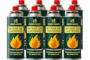 Green Haven Butane Gas Canisters - EN417 Non-threaded Camping Cylinders for BBQs & Stoves, Reliable Propane Refill, Long-Lasting & Safe for Outdoor Cooking, Camping, Festivals, or Picnics