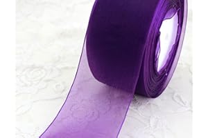GCS LONDON Dark Purple Organza Ribbon 12mm Roll. Scrapbooking, Gift wrapping, home deco 46 meters/ 50 Yards