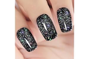 YTD Likomey Smalto Semipermanente per Unghie in gel,15ml Glitter Nero UV LED Smalti Semipermanenti Professionale Manicure Gel,CS024