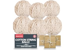 SOL 6x Cotton String Balls 150m - Kitchen Twine for Meat, Gift Wrapping & Butchers String - Durable White Macrame Cord for Cooking, Parcel Tying, DIY Projects & Crafts