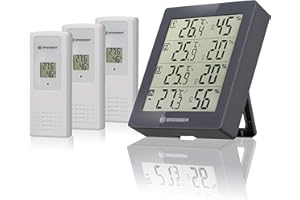 Bresser Temeo Hygro Quadro Stacja Pogodowa z Czujnikiem Zewnętrznym, Szary, 10.5 x 2.6 x 12 cm