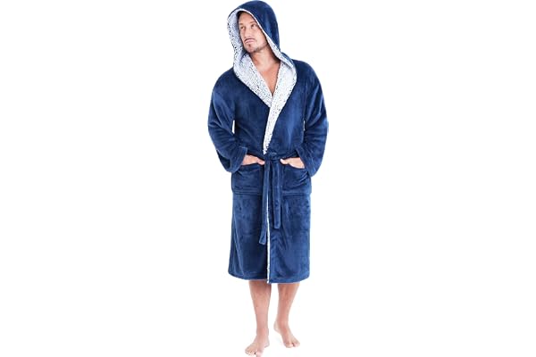 CityComfort Robe de Chambre et Peignoir Chaud en Polaire pour Homme et Ado, Doux à Capuche, Cadeau