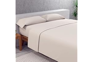 SOMNI HOME SomniHome Juego de Sabanas 150 x 200 cm Encimera Bajera y 2 Fundas Almohada. Juegos de Sabana Microfibra Todo el Año. Sábanas Lisas Calidad Extra. Cama 150 Color Beige