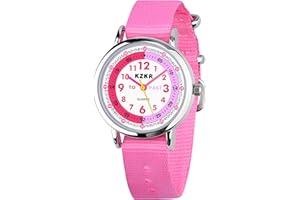 KZKR Kinderuhr Mädchen Armbanduhr Quarz Analog Einfach-Lesen Lernuhr Rosa Mädchenuhr Geschenk Uhr