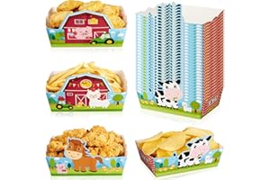 WERNNSAI Vassoi per snack con animali della fattoria, 24 vassoi di carta per snack
