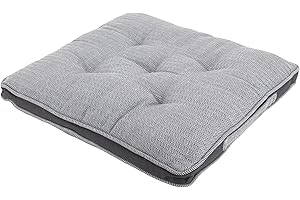 Alphadeco Sitzkissen mit Zigzag Webmuster - 100% Baumwolle (170g/m2) - Stuhlkissen mit Tragegriff (40x40x3cm - Grau)