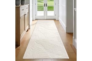 Enyhom Korridormatta, 80 x 200 cm, antiskid, absorberande, tvättbar, bohemisk, beige, för sovrum, entré, tvättstuga, korridor, bladmönster