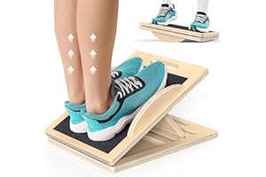 HSYFUNA Planche Inclinée Kiné Réglable 2 en 1 Antidérapante - pour Étirement des Mollets, Équilibre et Physiothérapie (Genoux, Chevilles, Pieds) en Bois avec Sangle