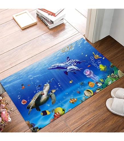 Kreativer Badteppich 'Haus Auf Fischen' – 40x60 Cm, Rutschfeste Fußmatte Für Indoor/Outdoor