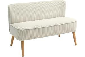 ‎HOMCOM HOMCOM Sofa 2 Sitzer Couch, Kleine Loveseat mit Cord-Optik Modern Polstersofa für Wohnzimmer, Schlafzimmer, kleinen Raum, Cremeweiß 117 x 56,5 x 77 cm