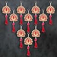 eCraftIndia Lotus Flower Decorative Wall Hanging for Home Decor (Pack of 10) - Lotus Hangings for Main Door Entrance, Pooja Room, Temple - Wedding, Ganpati Navratri Diwali Decoration Items