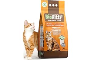 BioKitty Clumping Cat Litter, 10L Highly Absorbent Natural Bentonite Minerals, Long Lasting Odour Control, Maximum Hygiene with Strong Cat Litter Clumping (Unscented, Pack of 1)