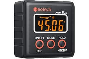 Neoteck Goniometro Digitale Professionale 0.1° Precisione, Inclinometro Magnetico con Display LCD Retroilluminato, IP54 Impermeabile, con 2 Batterie per Falegnameria, Officina e Riparazione Auto
