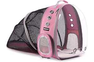 BEIKOTT Mochila expandible para gatos, mochila para perros y mascotas para gatos pequeños, perros y pájaros, mochila transparente para viajes, senderismo, exteriores (rosa)