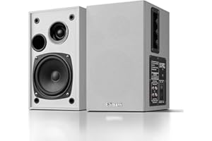 Elimavi Aktive Regallautsprecher 35W RMS, Ausgestattet mit 4 Zoll Woofer und 1 Zoll Tweeter, unterstützt Wandmontage, mit RCA-Eingang, kompatibel mit Fernsehern, PCs und Plattenspielern, Weiß