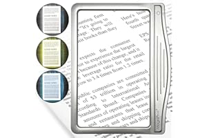 MagniPros 3X Large Ultra Bright LED Page Magnifier with 12 Anti-Glare Dimmable LEDs (Provide More Evenly Lit Viewing Area & Relieve Eye Strain)-Ideal for Reading Small Prints & Low Vision & Aging Eyes