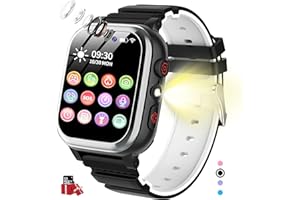 POKUJNFY Smartwatch dla dzieci 26 Gry SOS Telefon Krokomierz Kalorie Kamera HD Muzyka Odtwarzacz wideo Zegarek dziecięcy Prezenty Dziewczęta i chłopcy Prezent urodzinowy [W zestawie karta SD]