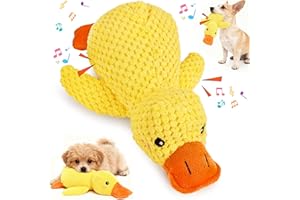 WGIDSKKI Perro de Pato Antiestrés, Juguete de Peluche Resistente para Perros Pequeños y Grandes,Juguete Masticable de Peluche para Perro, Peluche Antiestrés con Quack Relajante(Amarillo) (S(25cm))
